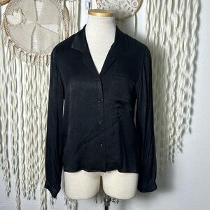 Anine Bing Lilah Satin Jacquard Shirt in Black Leopard Size XS